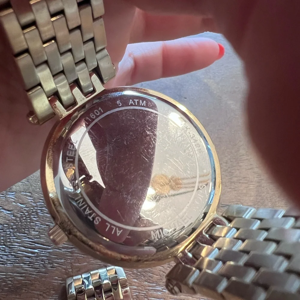 Michael Kors Gold-Tone Crystal Bezel Watch with Mother-of-Pearl Dial
